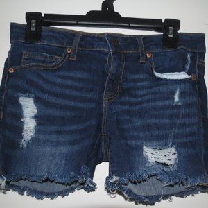 NEW Distressed, dark-wash, cut-off shorts